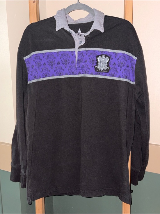 Disney Other - Disney Haunted Mansion Shirt Mens XL Black Purple Long Sleeve Rugby